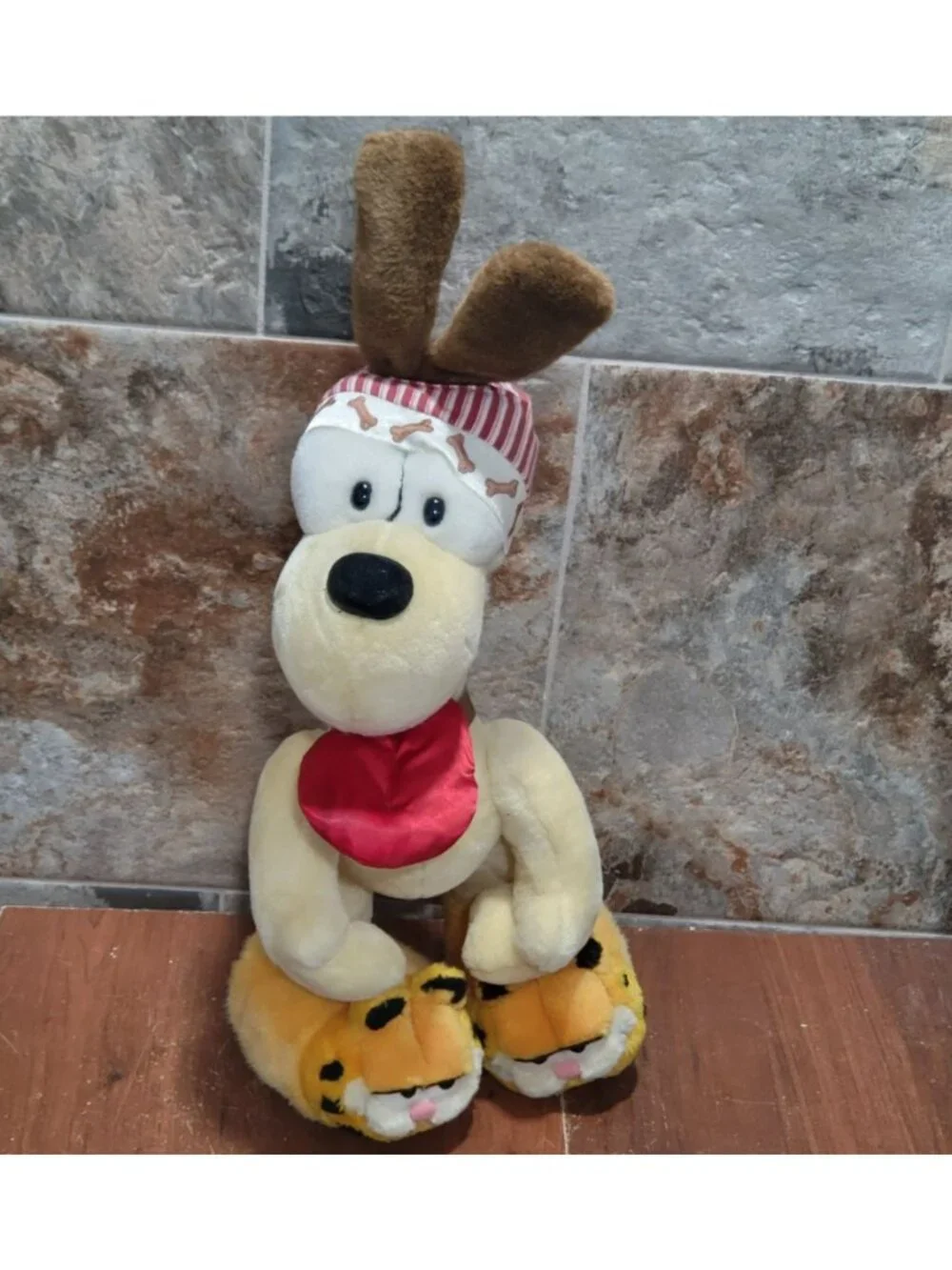 Danbury Mint Bedtime For Odie Large Plush Stand Up Base Signed Jim Davis Garfiel